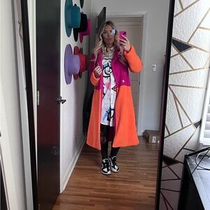 Vibrant Pink and Orange Women's Coat